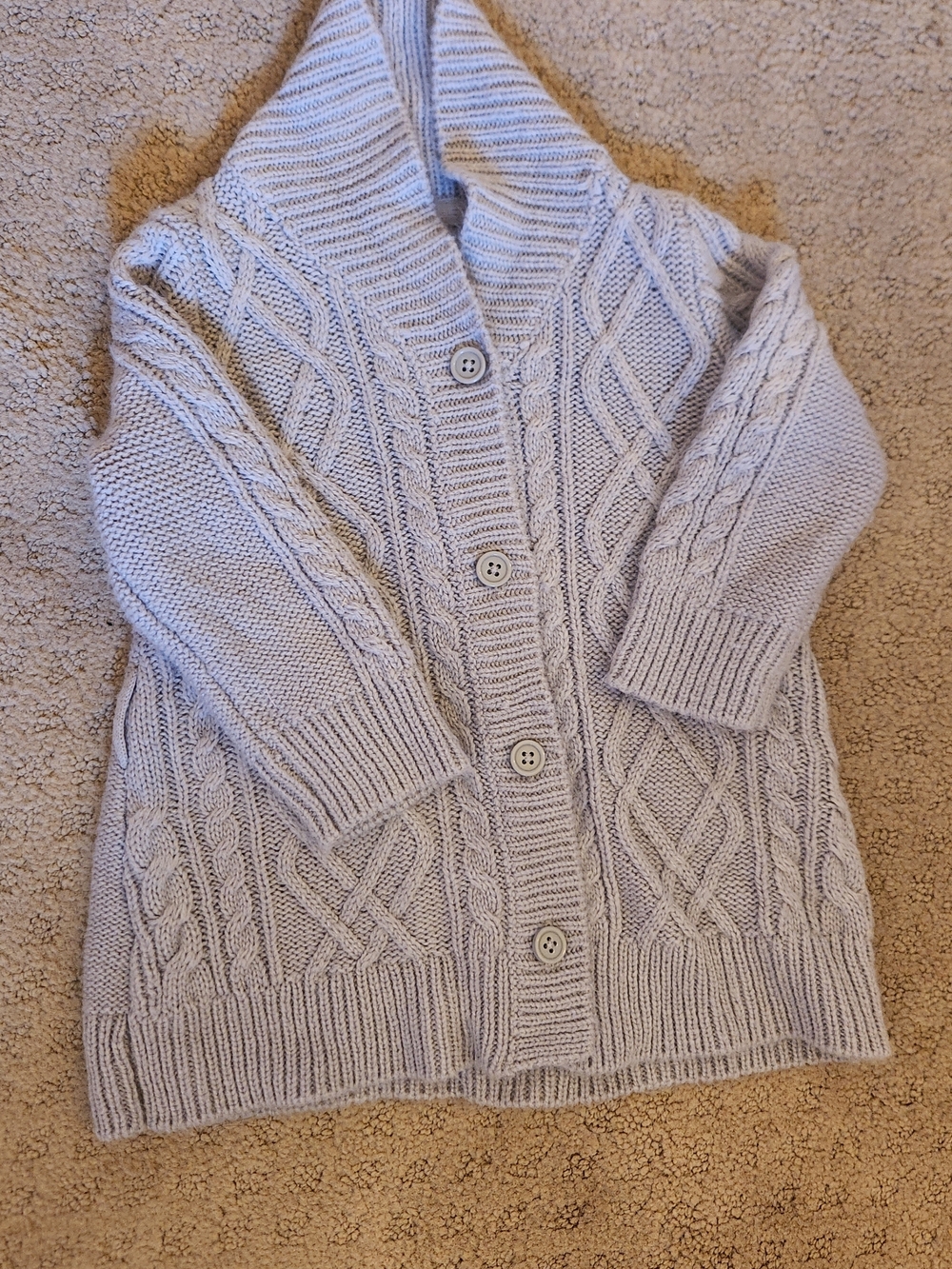 Janie and Jack Light Gray Cable Knit Shawl Collar Cardigan